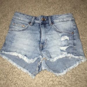 Light Wash Distressed Jean Shorts